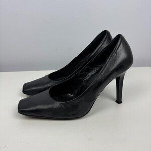Via Spiga Black Leather Heels Women's Size 7.5